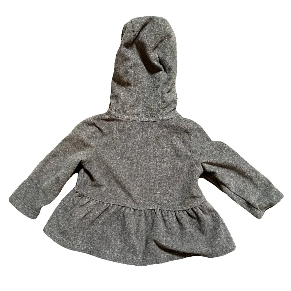 Carter's Girl's 6 Mos Grey With Red‎ Buffalo Plaid Heart Jacket With Lined Hood